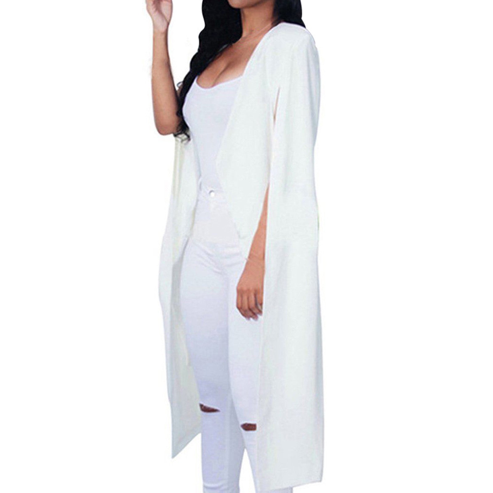 Shawl Collar Split Sleeve Cloak Blazer Cape Autumn Spring Women Solid Office La image 0