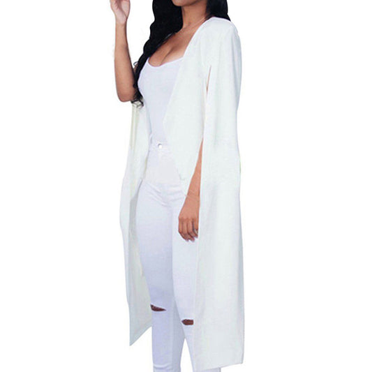 Shawl Collar Split Sleeve Cloak Blazer Cape Autumn Spring Women Solid Office La image 0