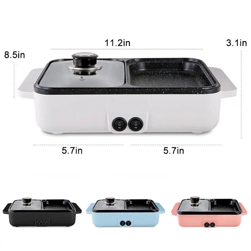 110V/220V 2 IN 1 Electric Hot Pot Cooker BBQ Grill Multicooker Electric Non Sti image 6