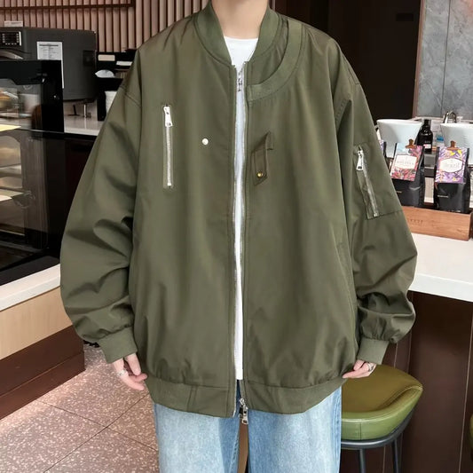 Spring Autumn Loose-fit Trendy Casual Men's Jacket Versatile Couple Style High  image 0