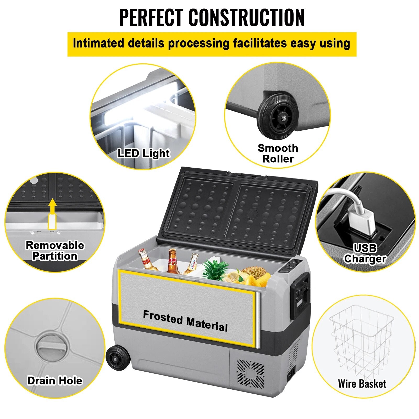 VEVOR 36L 50L 60LCar Refrigerator Portable Fridge Freezer Cool Box With Wheel a image 8