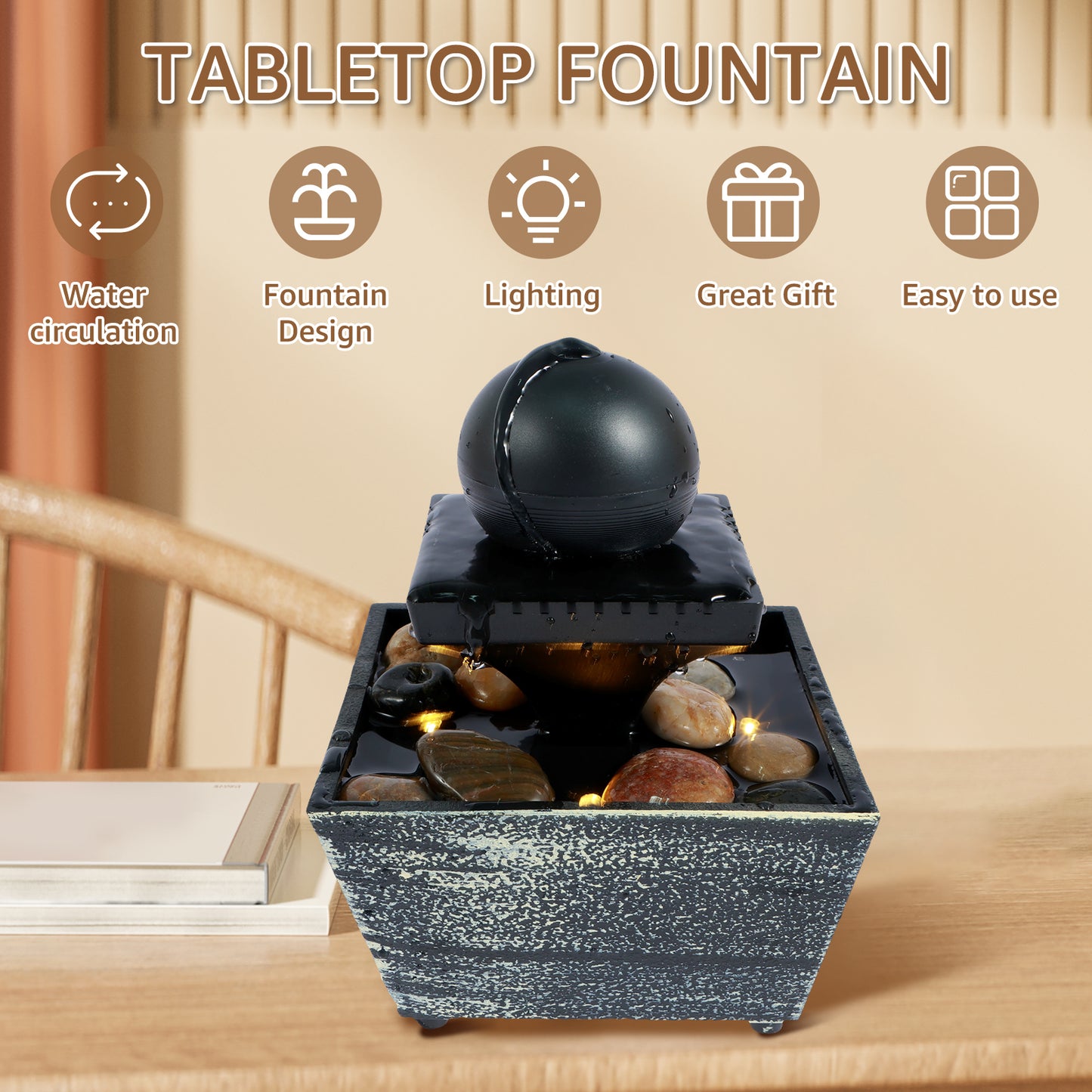 Tabletop Fountain Mini Indoor Water Fountain Creative Gifts Fengshui Home Deskt image 6
