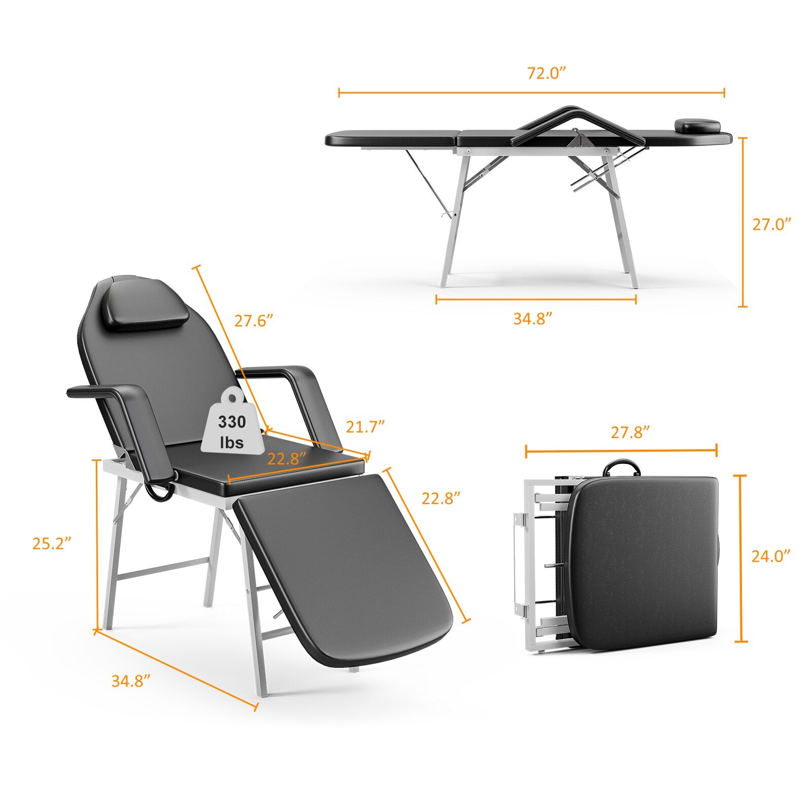 Two Colors Massage Table Beauty Salon SPA Tattoo Bed Facial Chair image 7