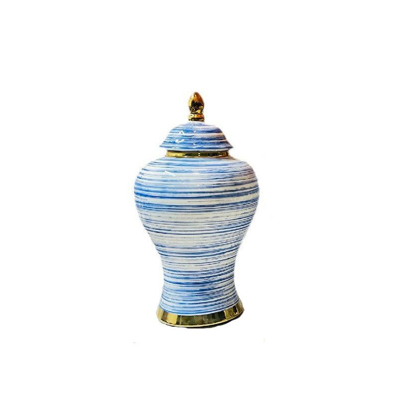 Light luxury retro electroplated gold handmade blue thread general jar vase, ne image 5
