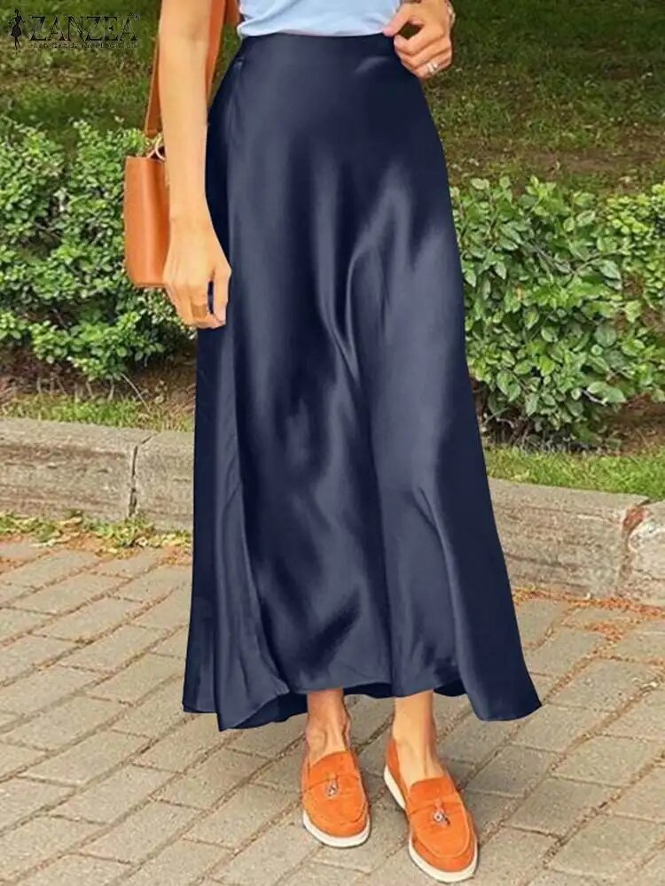 ZANZEA Woman Spring Autumn Satin Silk Skirt Work OL Back Zipper Faldas Saia Jup image 4