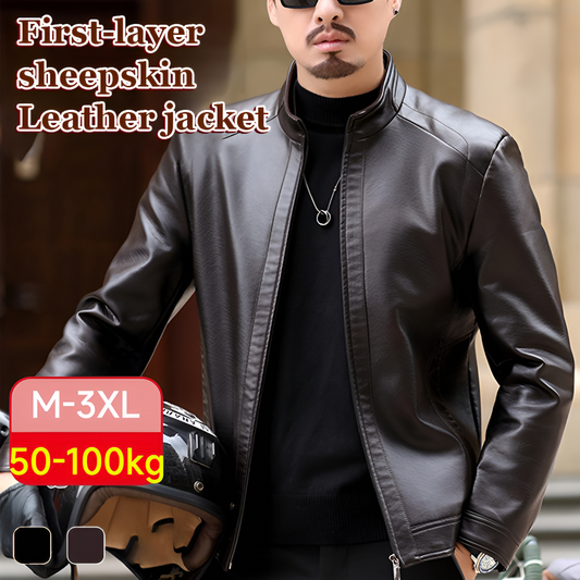 Men's Leather Jacket Stand Collar Jacket Men's Casual PU Leather Jacket Casual  image 0