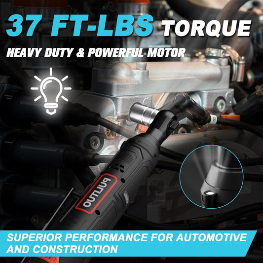 PULITUO Cordless Electric Ratchet Wrench 3/8" 12V Power Ratchet Tool Kit 37 Ft. image 0