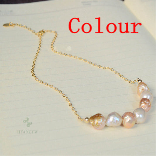 11-12mm Color Baroque Pearl Necklace 18 K Gold Classic Luxury Chic Party Handma image 0