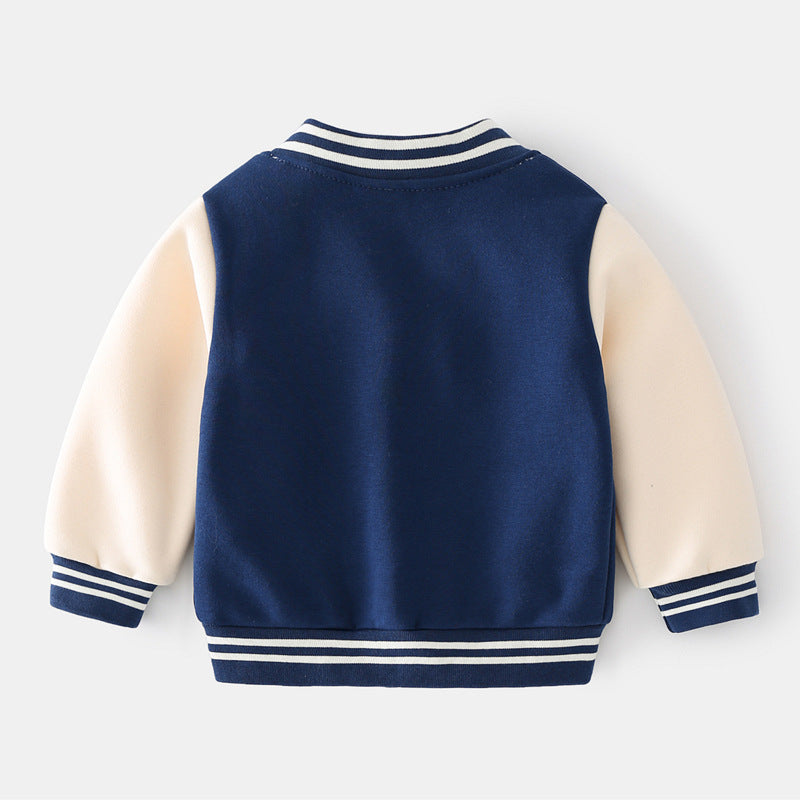 2024 Autumn Winter Boys Zipper Jacket Kids Fleece Outerwear Baby Embroidery Let image 2