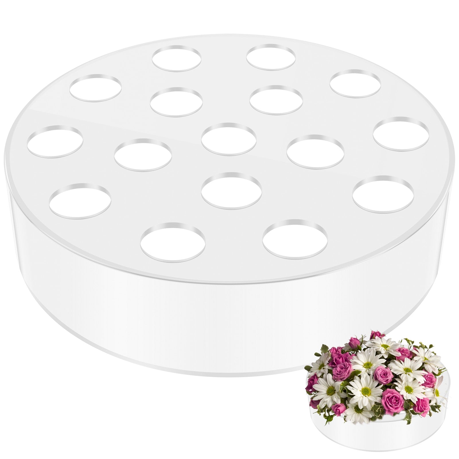 Clear Acrylic Flower Vase Round Floral Centerpiece Dining Table Floral Arrangem image 1