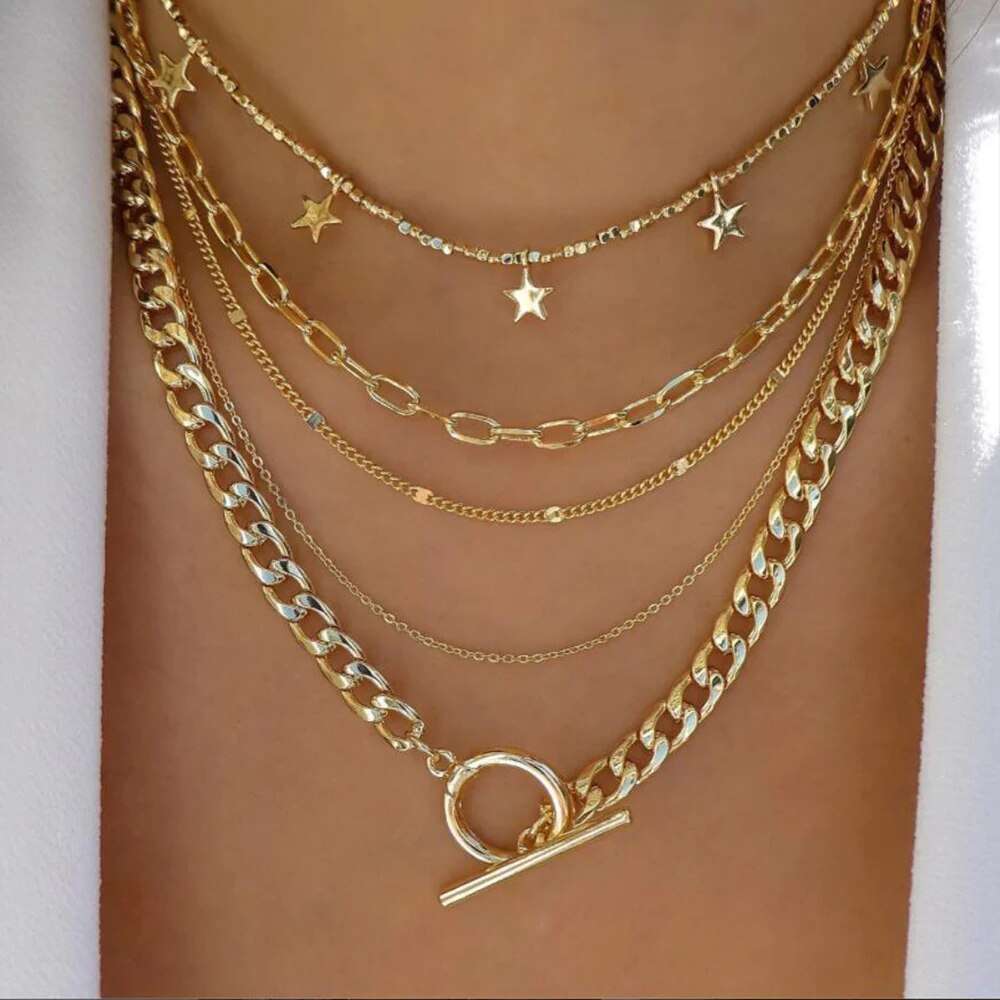 bls-miracle Bohemia Gold Color Multiple Styles Necklace For Women Trendy Multi- image 9