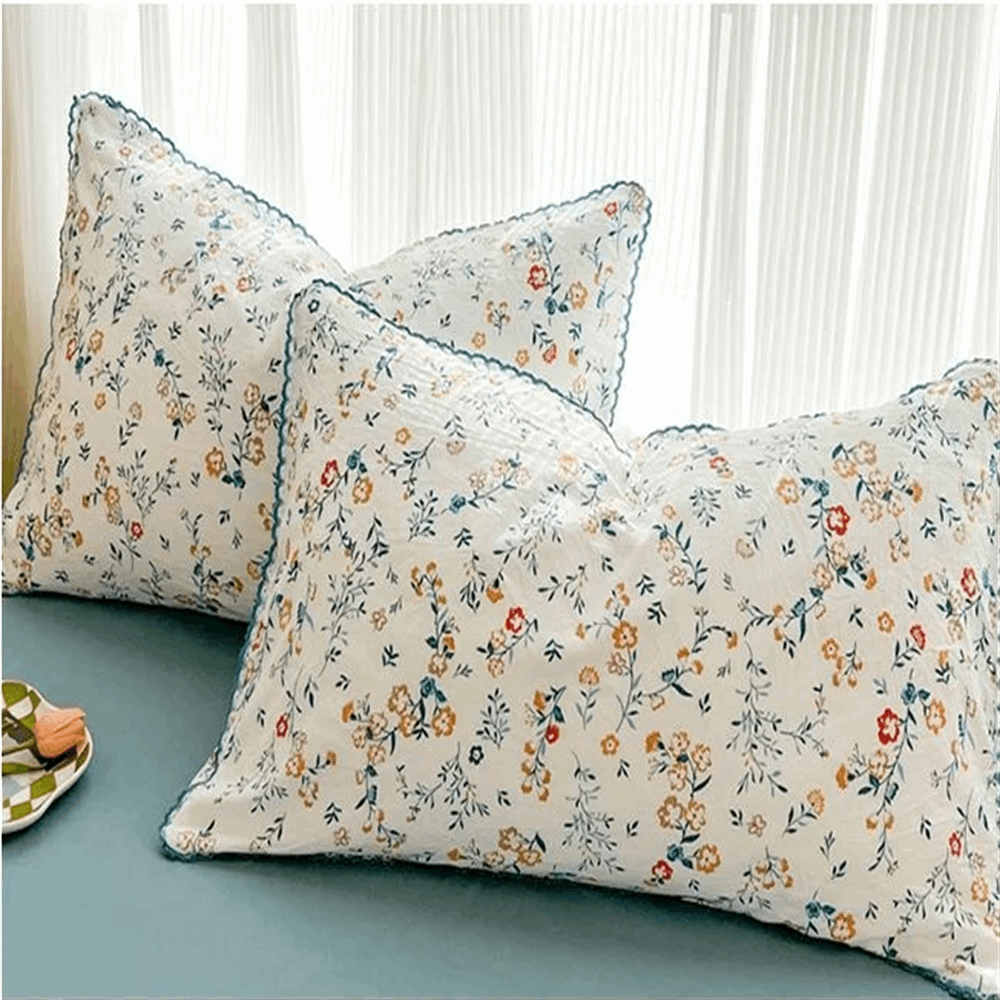 Korean Style Bedding Set Fresh Botanical Kids Adults Leaves Flower Washed Cotto image 2