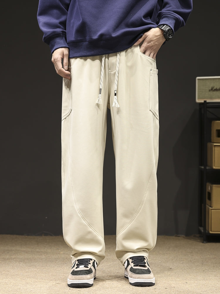 2024 New Spring Autumn Men's Sweatpants Multi-Pockets Wide Leg Casual Cargo Pan image 5