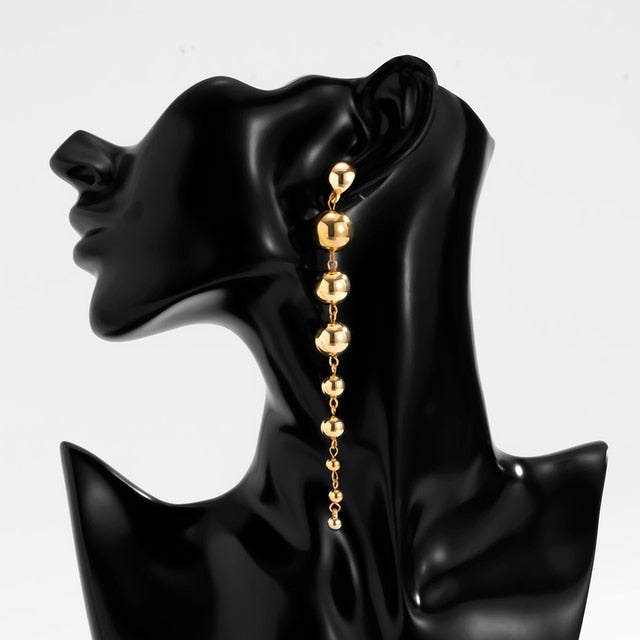 PuRui CCB Material Beads Drop Earrings for Women Fashion Gold Color Irregular B image 3