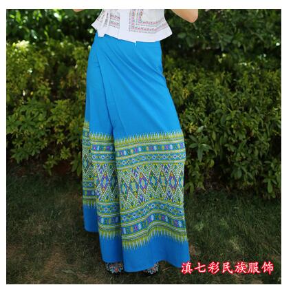 Thailand Women Skirt Pha Sin Traditional Festival Dai 98cm Long Sarong Ethnic S image 1