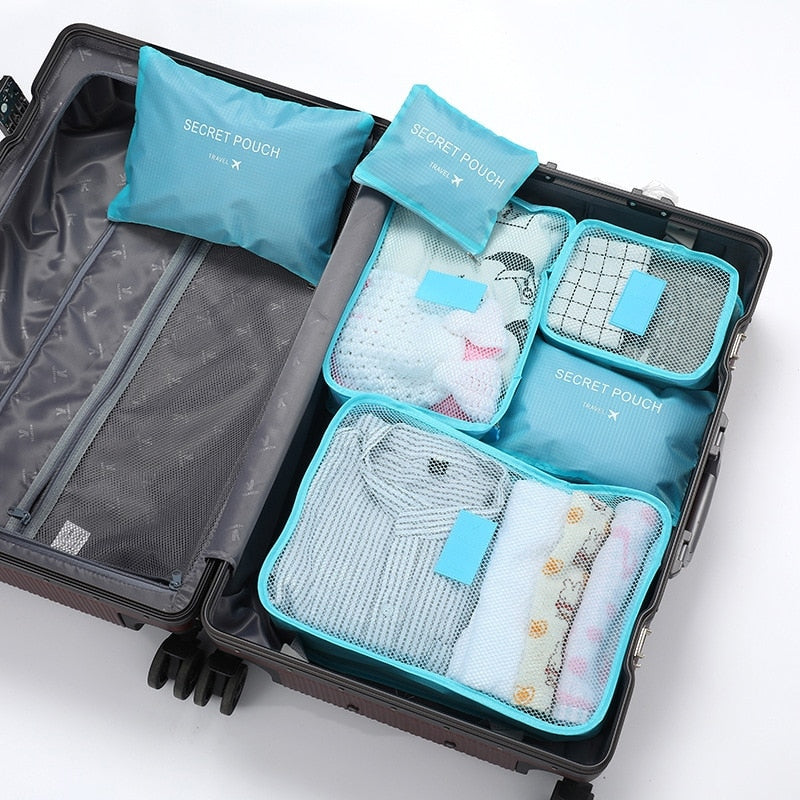 6 Pcs Travel Clothes Storage Waterproof Bags Portable Luggage Organizer Pouch P image 11