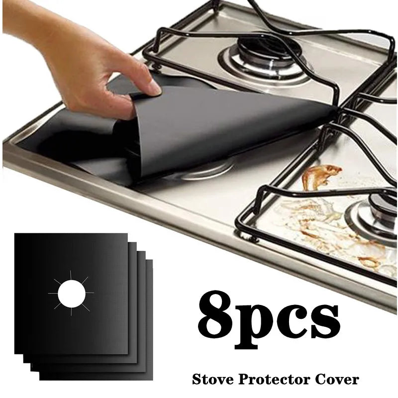 2-8pcs Stove Protector Cover Liner Clean Mat Pad Gas Cooker Cover Washable Stov image 0
