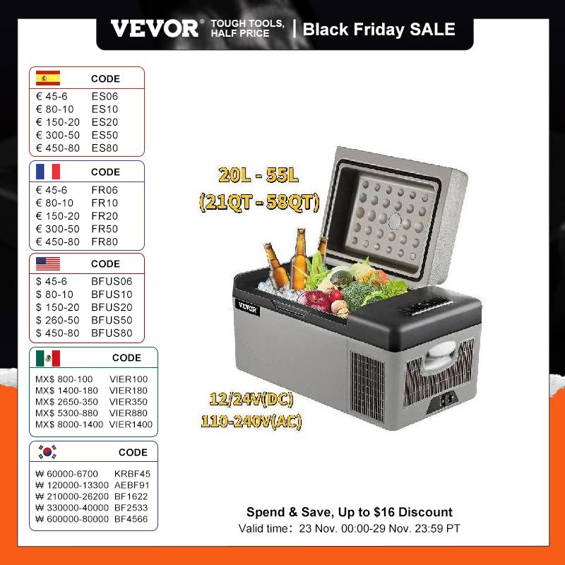 VEVOR 20L 22L 35L 45L 55L Car Refrigerator Mini Fridge Freezer Portable Compres image 1