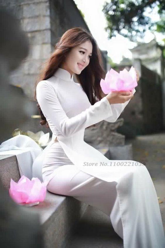 2024 woman aodai vietnam traditional chiffon ao dai dress vietnam robe and pant image 0