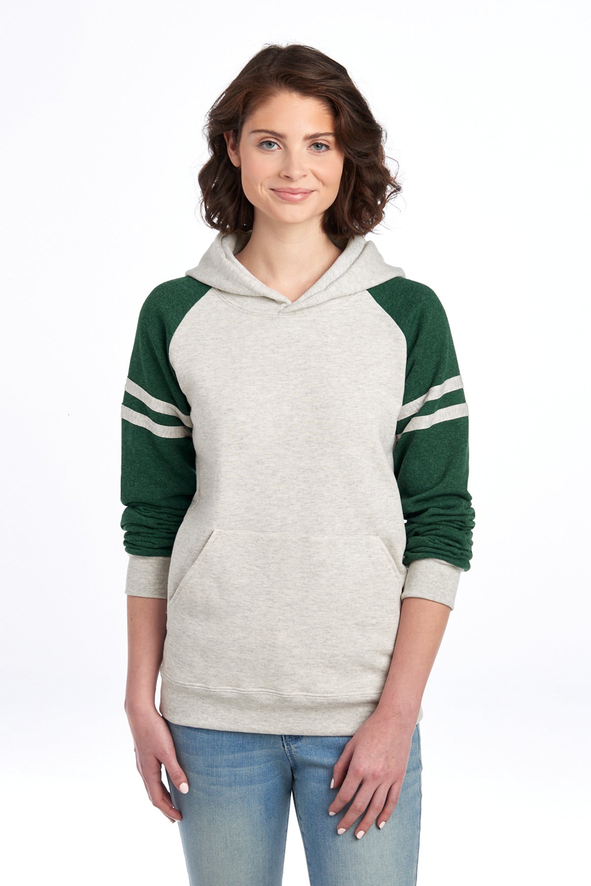 JerzeesÂ® Unisex NuBlendÂ® Varsity Colorblock Hooded Sweatshirt 97C