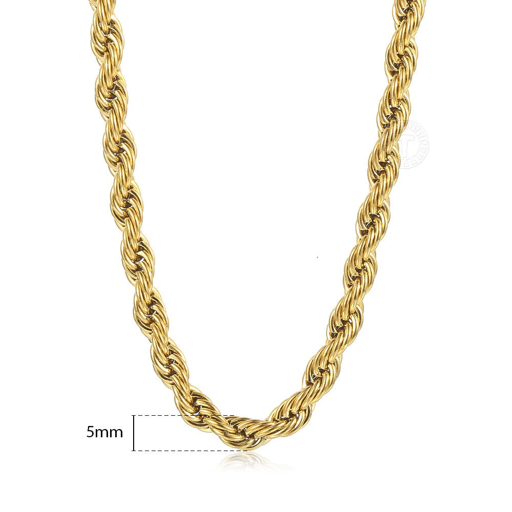 New Fashion Twisted Rope Link Chain Gold Color Stainless Steel Necklace for Men image 4