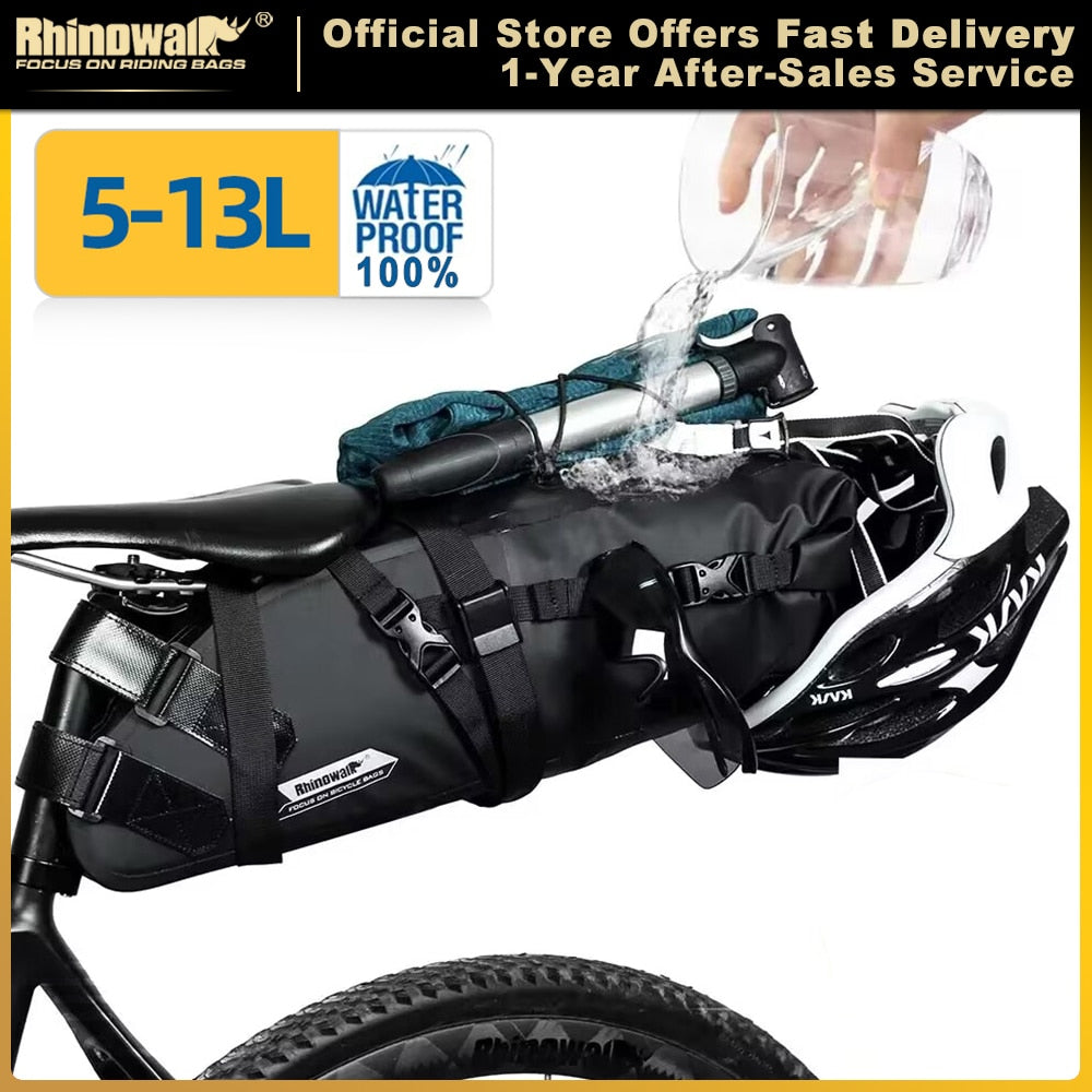 Rhinowalk Bike Waterproof Bicycle Saddle Bag Reflective Large Capacity Foldable image 1