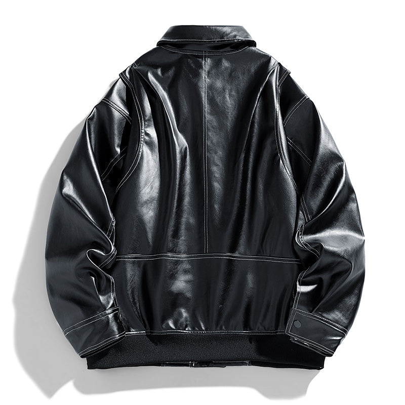 Europe The United States Trend Leather Jacket Spring Autumn New Loose Trend Men image 3