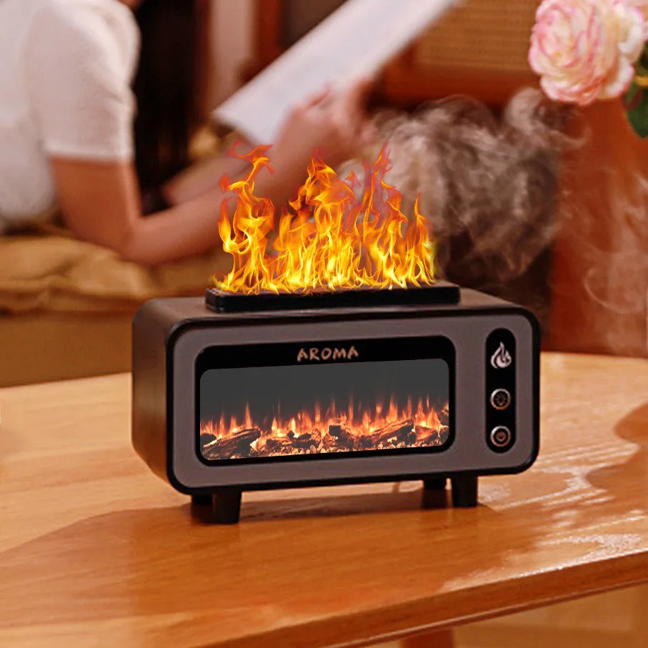 NEW 3D Simulated Fireplace Diffuser 7 Colors LED Ultrasonic  Essential Oil Fire image 1