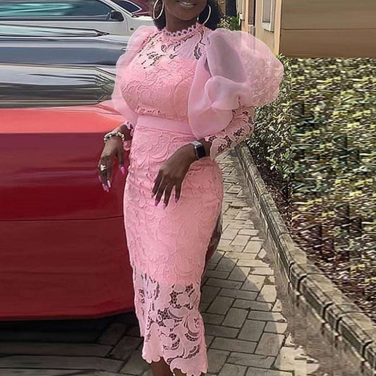 2023 African Wedding Party Dresses For Women Summer Elegant African Lace 3/4 Sl image 0