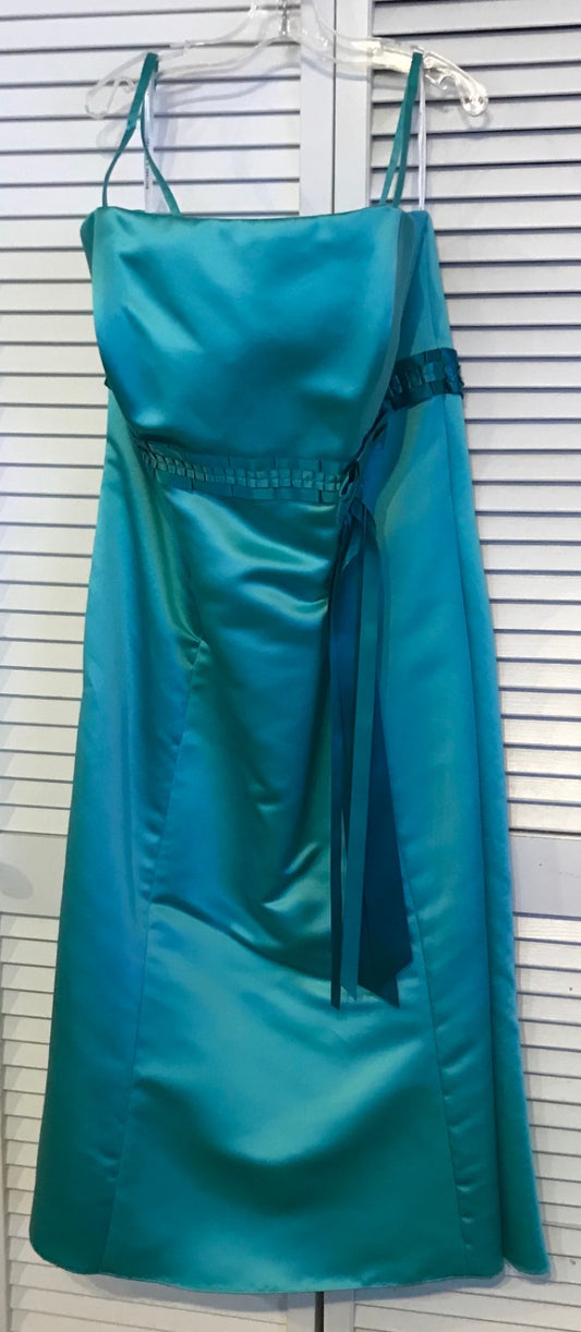 Watters & Watters Women Dress Satin Green Ribbon Bow Size 18 image 0