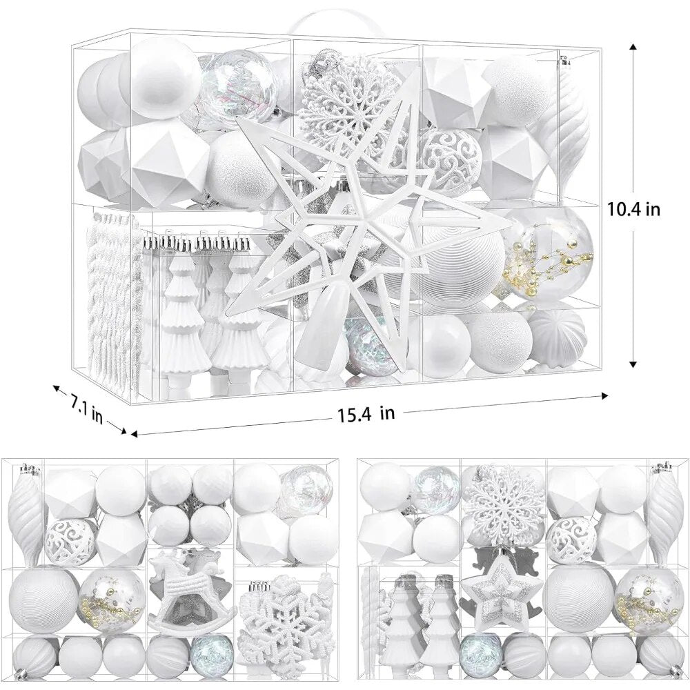 White Christmas 2024 100pcs Christmas Balls Ornaments Set Festoon New Year's Ev image 10