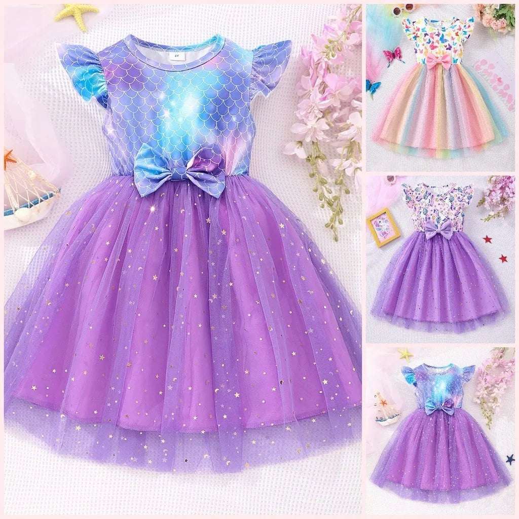 2024 Kids Girls Dress Clothing Short Sleeve Casual Cute Girls Clothes Unicorn B image 0
