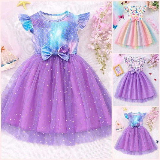 2024 Kids Girls Dress Clothing Short Sleeve Casual Cute Girls Clothes Unicorn B image 0