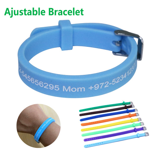 Adjustable Custom Bracelets Engraved Phone Number Bangles Autism Kids Wristband image 0