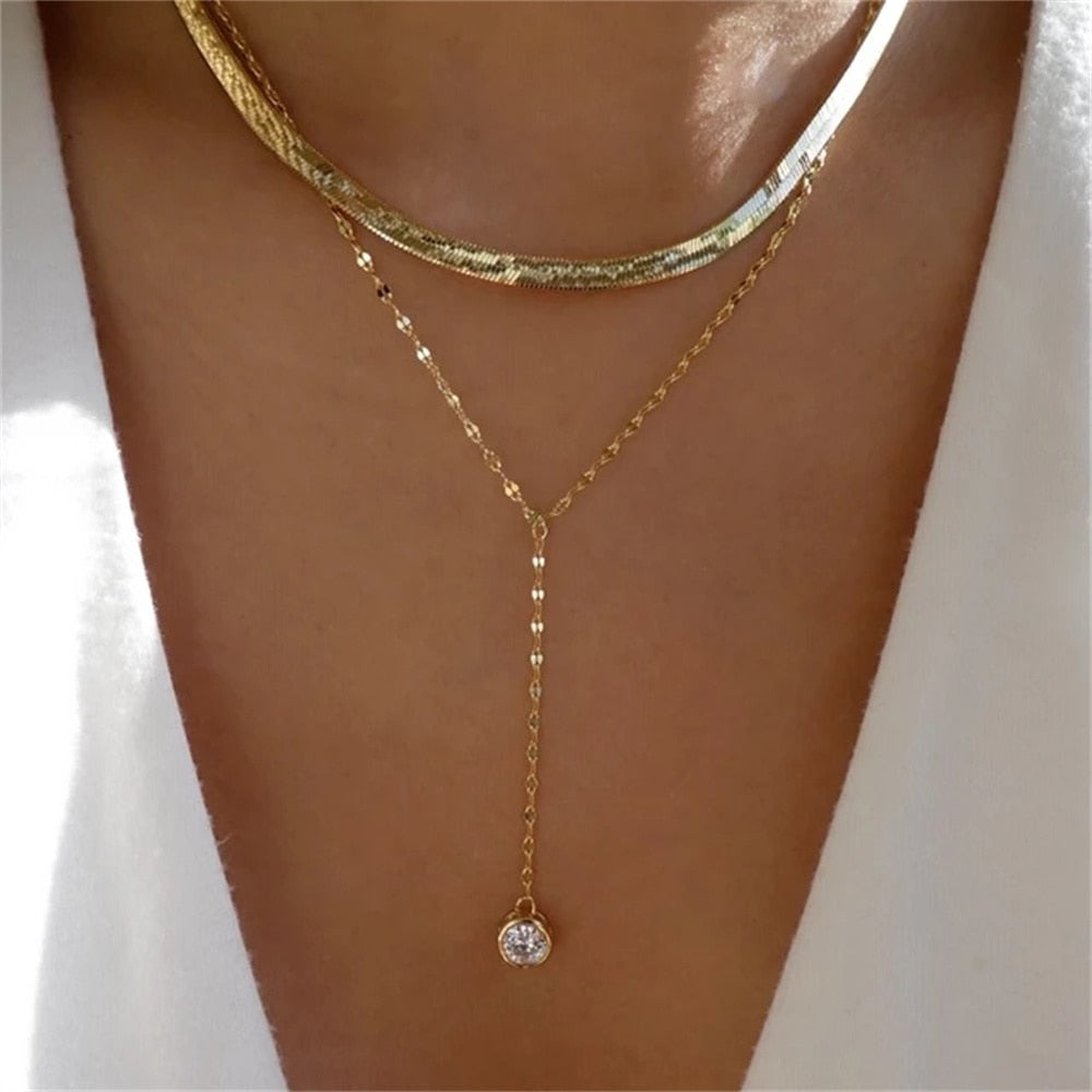 Bls-miracle Fashion Gold Color Heart-Shaped Necklace For Women Trendy Multi-Lay image 14