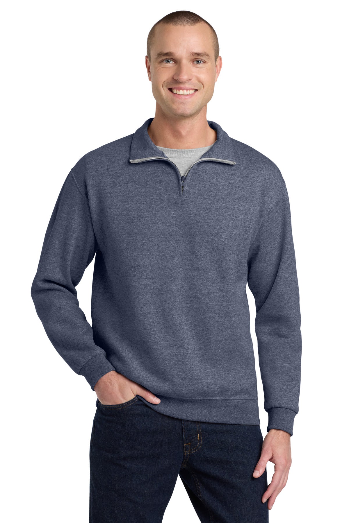 JerzeesÂ® - NuBlendÂ® 1/4-Zip Cadet Collar Sweatshirt. 995M