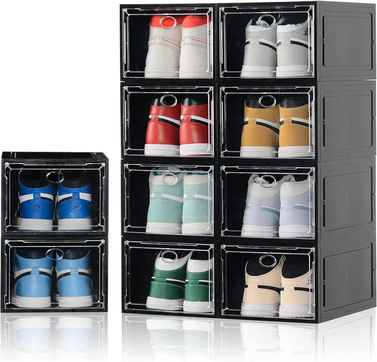 10 Pack Shoe Boxes Stackable,Upgraded Sturdy Shoe Storage Boxes with Clear Magn image 2