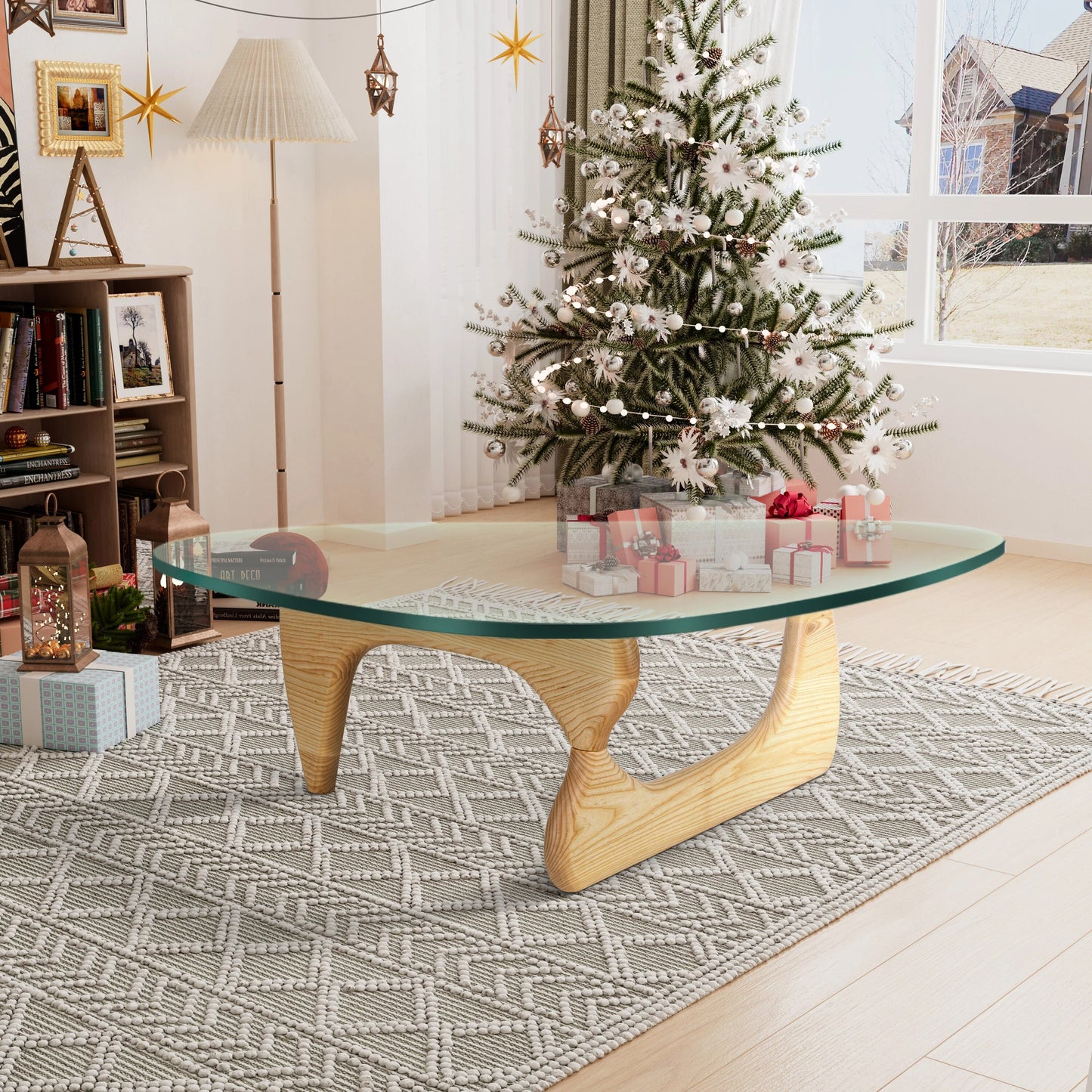 Home Coffee Table Irregular Glass Side Table Modern Simple Dining Table For Bed image 4