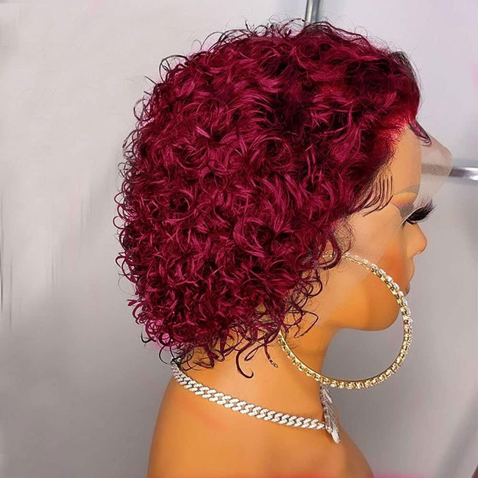 Short Pixie Cut Wig Human Hair Brazilian Remy 13*1 Transparent Lace For Black W image 1