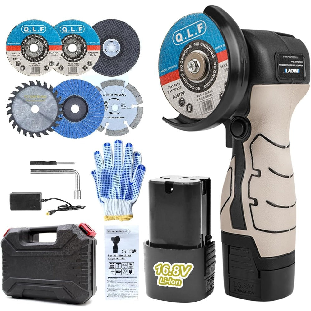 Cordless Brush Angle Grinder Kit,19500rpm Mini Electric Angle Grinding Tool wit image 1