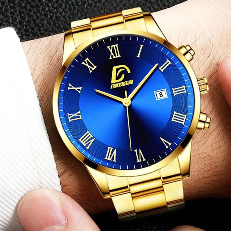 Fashion Mens Gold Stainless Steel Watches Luxury Minimalist Quartz Wrist Watch image 7