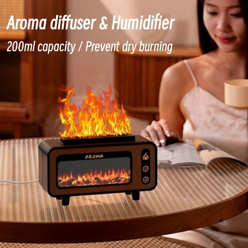 NEW 3D Simulated Fireplace Diffuser 7 Colors LED Ultrasonic  Essential Oil Fire image 3