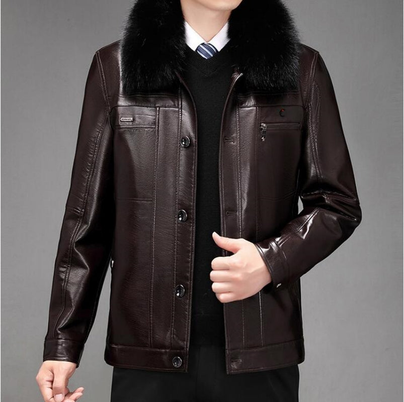 Winter Outerwear Men 2023 Men Fashion Leather Coat Jacket PU Jacket Long-sleeve image 2