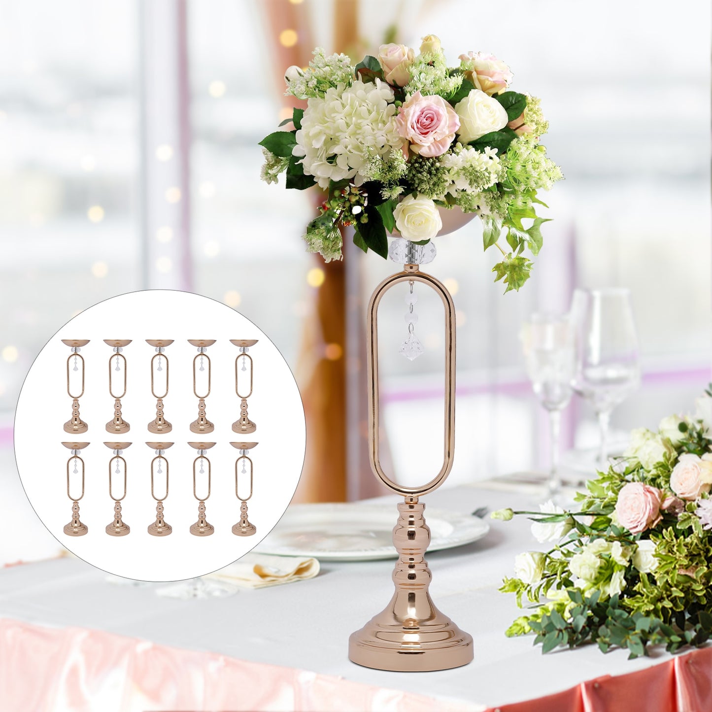 19.5in Tall Metal Flower Display Vases Stand Set Gold Flower Vase Wedding Candl image 6