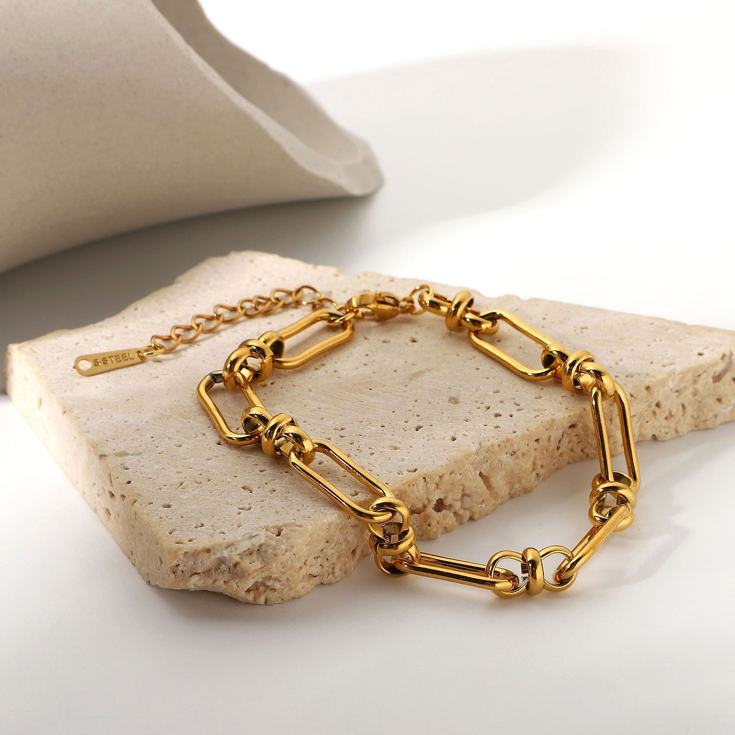 Stainless Steel PVD 18K Gold Plated Tarnish Waterproof Knot Chian Bracelet  For image 0
