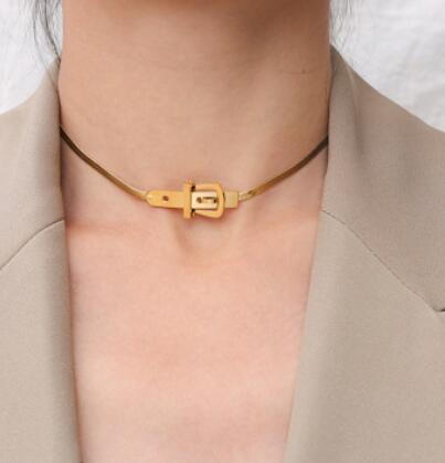 Titanium With 18 K Gold Snake Chain Knot Necklaces Women Jewelry Punk Designer image 2
