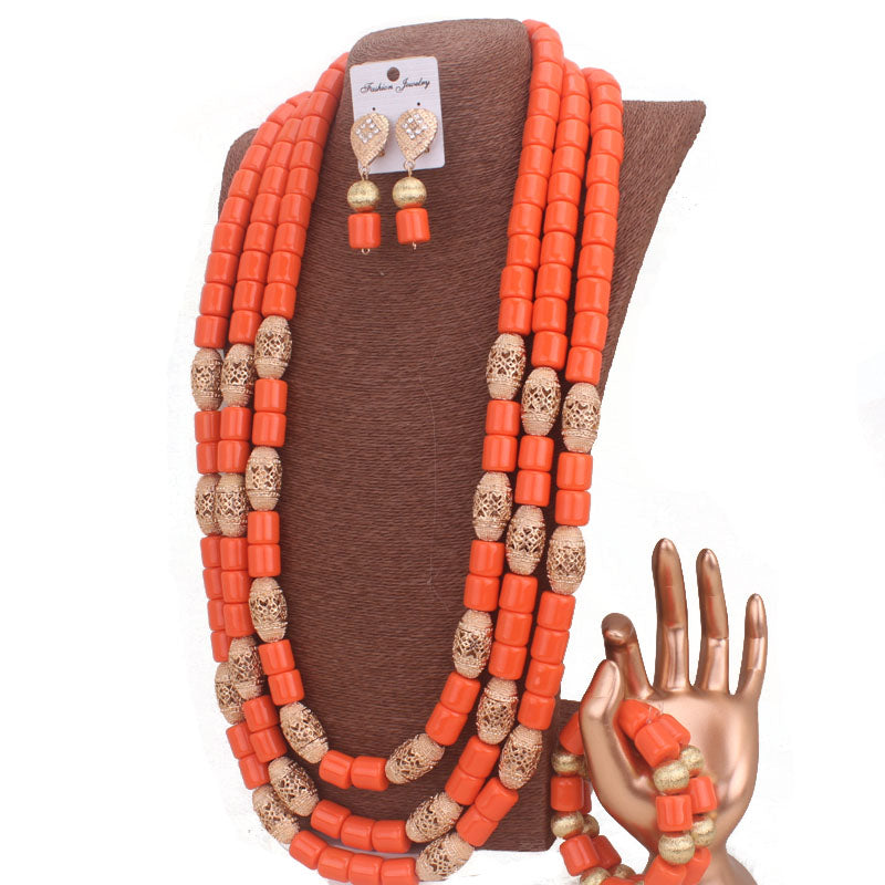 Dudo Artificial Coral Beads Jewelry Set African Nigeria Wedding Jewelry Bracele image 0