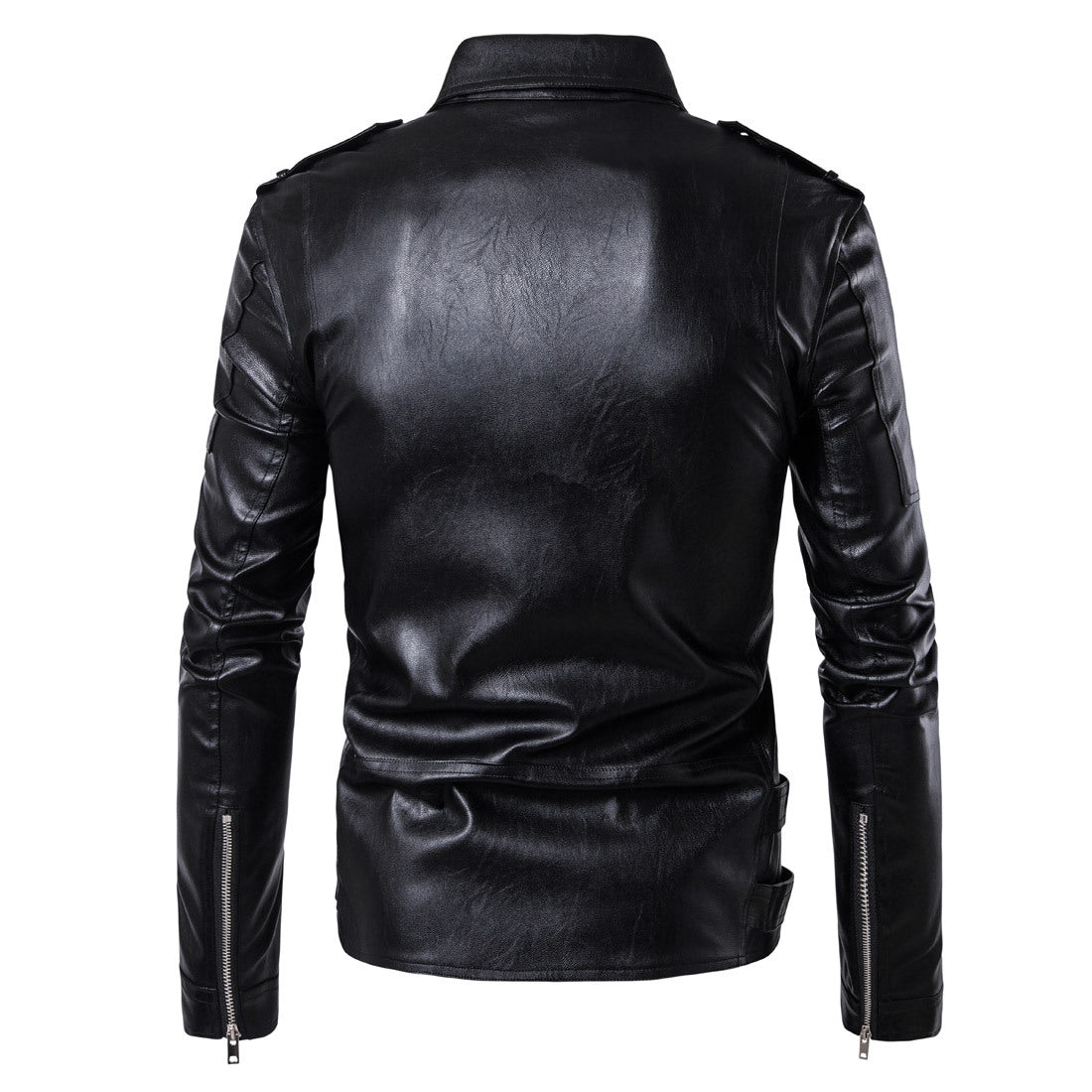 Men Faux Leather Coat Zipper Overcoat Motor Jacket Mens Bomber Jackets Fashion  image 5