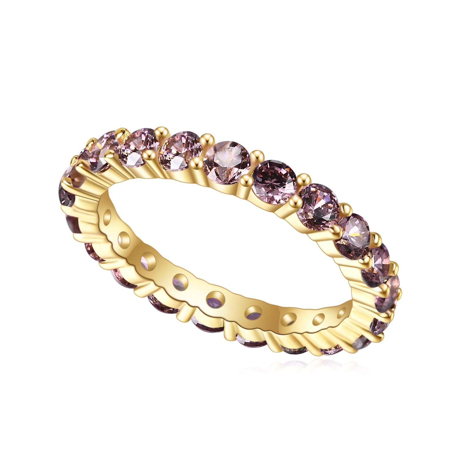 GEM'S BALLET 925 Sterling Silver 18K Gold-filled Gemstone Eternity Band Ring image 0