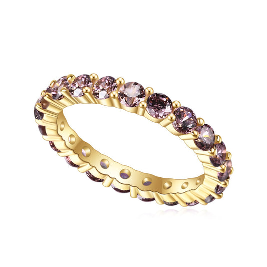 GEM'S BALLET 925 Sterling Silver 18K Gold-filled Gemstone Eternity Band Ring image 0